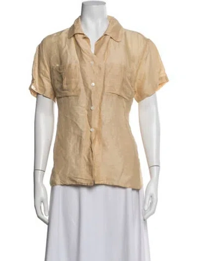 Pre-owned Polo Ralph Lauren Linen Short Sleeve Polo In Neutrals