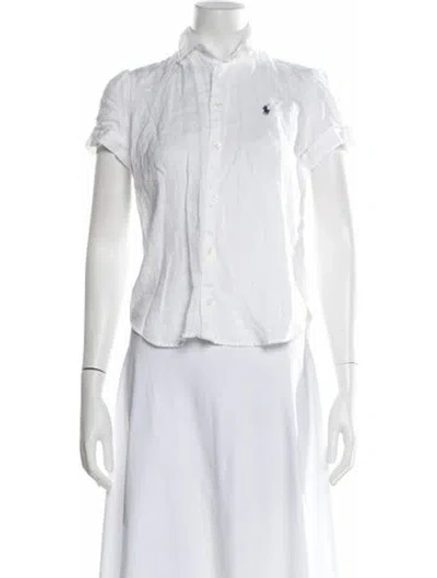 Pre-owned Polo Ralph Lauren Linen Short Sleeve Polo In White
