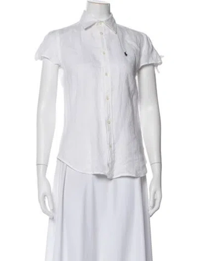 Pre-owned Polo Ralph Lauren Linen Short Sleeve Polo In White