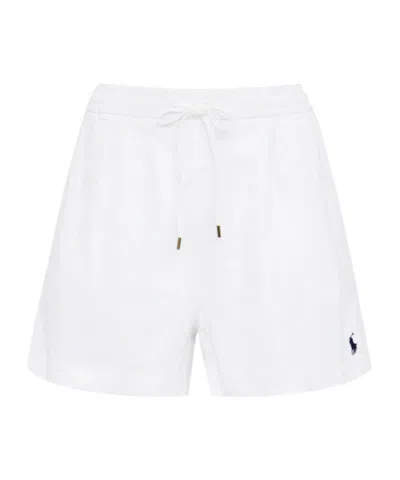 Polo Ralph Lauren Drawstring-waist Embroidered-logo Shorts In White