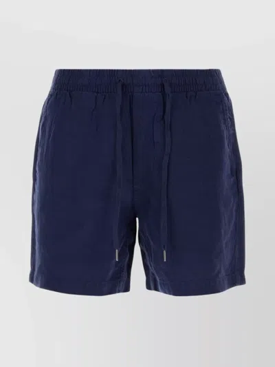 Polo Ralph Lauren Linen Shorts With Elastic Waistband And Pockets In Navy