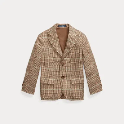 Polo Ralph Lauren Kids' Linen-silk Herringbone Sport Coat In Brown/tan Multi