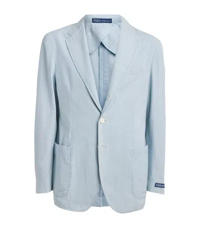 Polo Ralph Lauren Linen Single-breasted Blazer In Blue