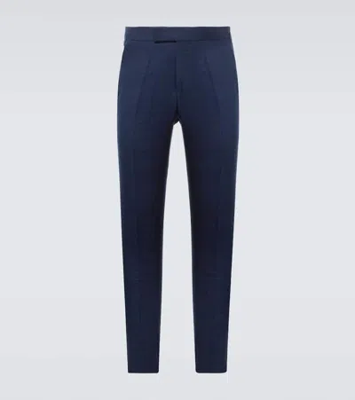 Polo Ralph Lauren Linen Slim Pants In Blue