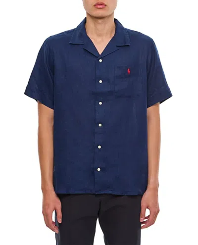 Polo Ralph Lauren Linen Classic Fit Button Down Camp Shirt In Blue