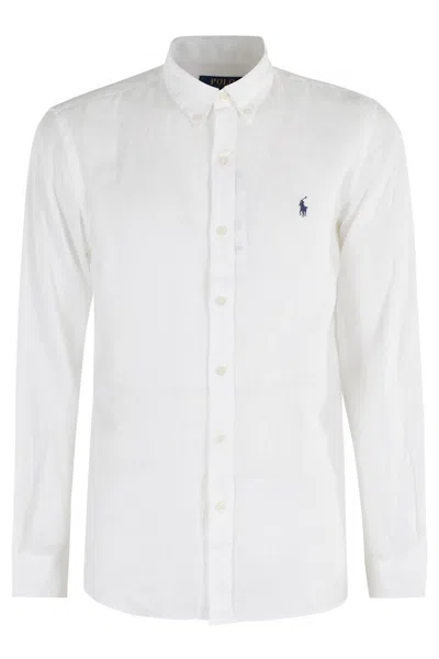 POLO RALPH LAUREN POLO RALPH LAUREN LINEN SPORT SHIRT WITH EMBROIDERED LOGO