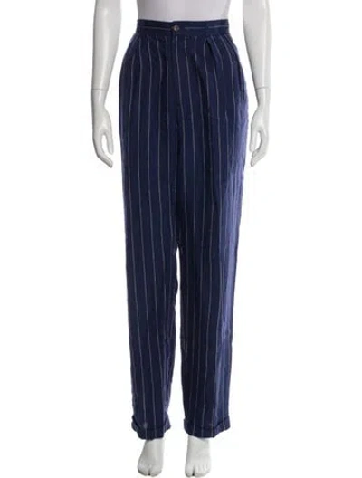 Pre-owned Polo Ralph Lauren Linen Straight Leg Pants In Blue