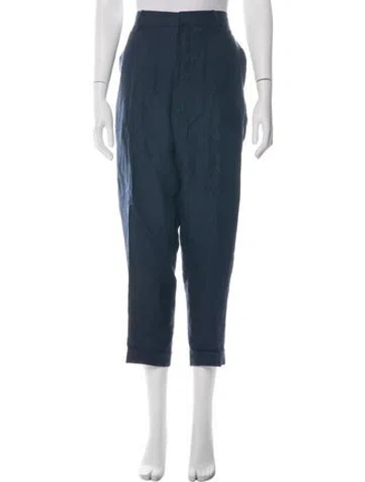 Pre-owned Polo Ralph Lauren Linen Straight Leg Pants In Blue