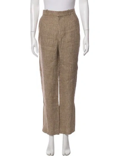 Pre-owned Polo Ralph Lauren Linen Straight Leg Pants In Brown
