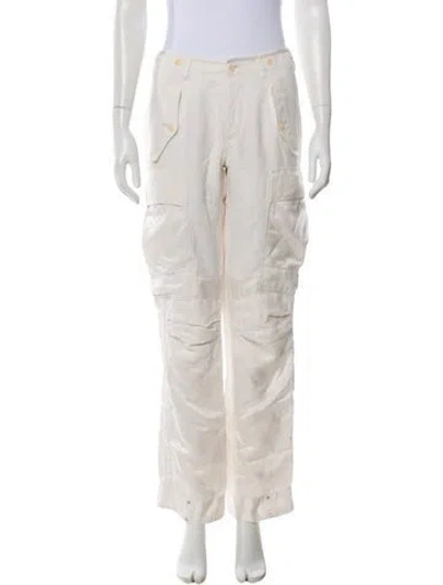 Pre-owned Polo Ralph Lauren Linen Straight Leg Pants In White