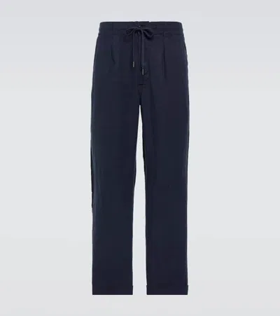 Polo Ralph Lauren Linen Straight Pants In Blue