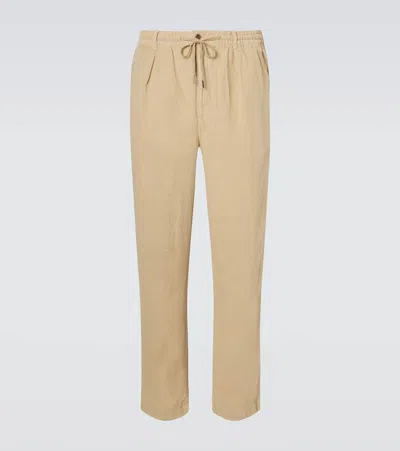 Polo Ralph Lauren Linen Straight Pants In Brown