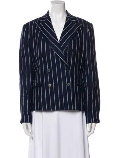 Pre-owned Polo Ralph Lauren Linen Striped Blazer In Blue