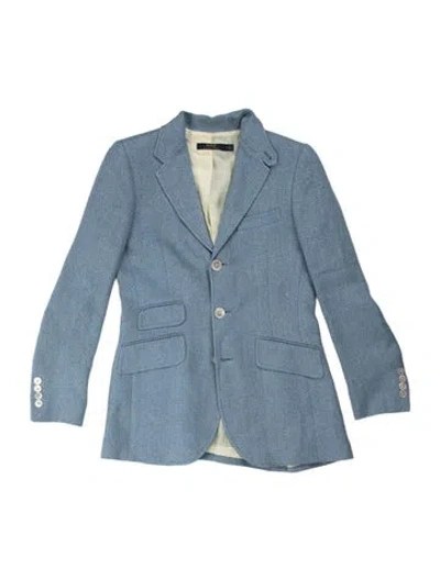 Pre-owned Polo Ralph Lauren Linen Striped Blazer In Blue