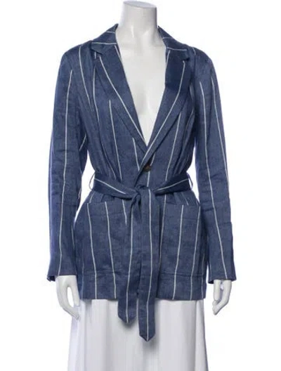 Pre-owned Polo Ralph Lauren Linen Striped Blazer In Blue