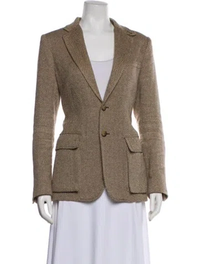 Pre-owned Polo Ralph Lauren Linen Striped Blazer In Brown