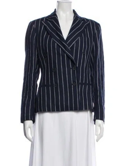 Pre-owned Polo Ralph Lauren Linen Striped Blazer In Brown