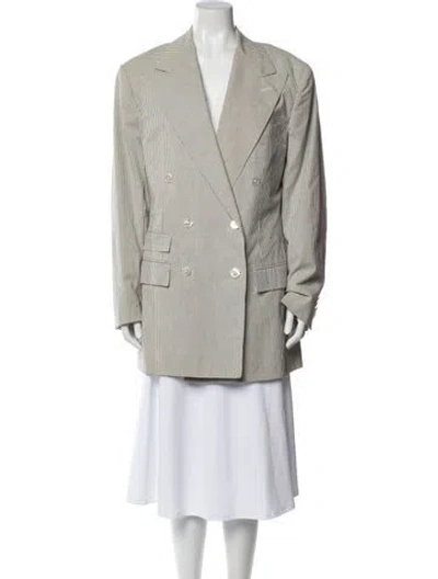 Pre-owned Polo Ralph Lauren Linen Striped Blazer In Gray