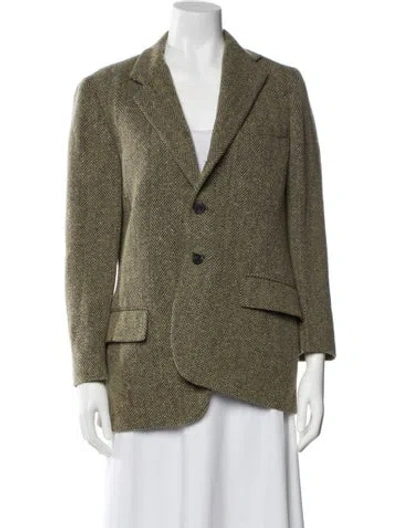 Pre-owned Polo Ralph Lauren Linen Striped Blazer In Green