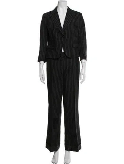 Pre-owned Polo Ralph Lauren Linen Striped Pantsuit In Black