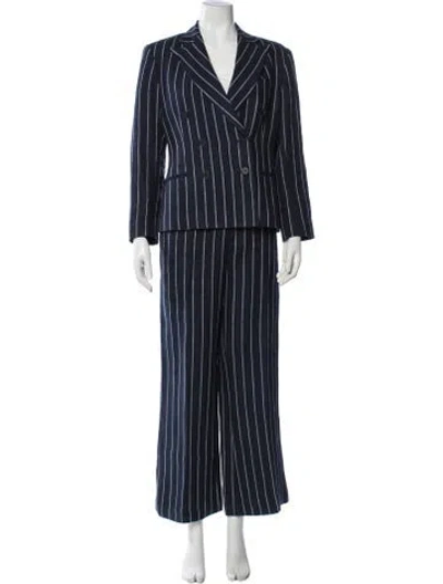 Pre-owned Polo Ralph Lauren Linen Striped Pantsuit In Blue
