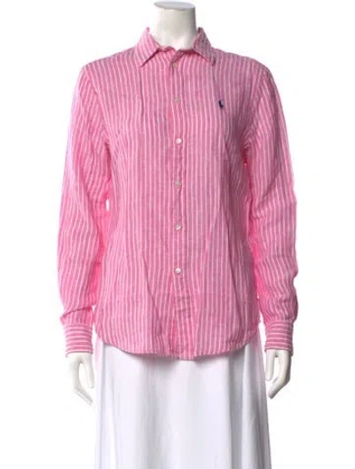 Pre-owned Polo Ralph Lauren Linen Striped Polo W/ Tags In Pink