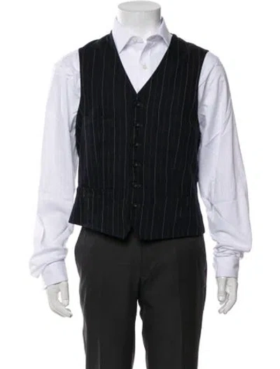 Pre-owned Polo Ralph Lauren Linen Striped Suit Vest In Black
