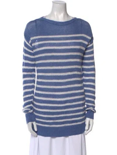 Pre-owned Polo Ralph Lauren Linen Striped Sweater In Blue