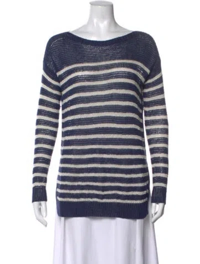 Pre-owned Polo Ralph Lauren Linen Striped Sweater In Blue