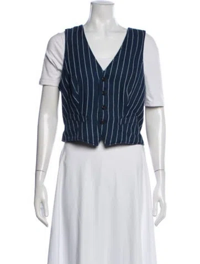 Pre-owned Polo Ralph Lauren Linen Striped Vest In Blue/white