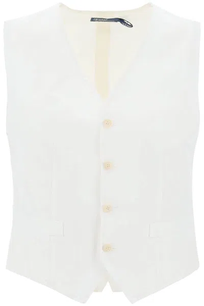 Polo Ralph Lauren Linen Vest In Bianco