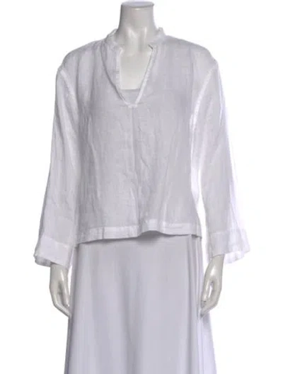 Pre-owned Polo Ralph Lauren Linen Three-quarter Sleeve Polo In White