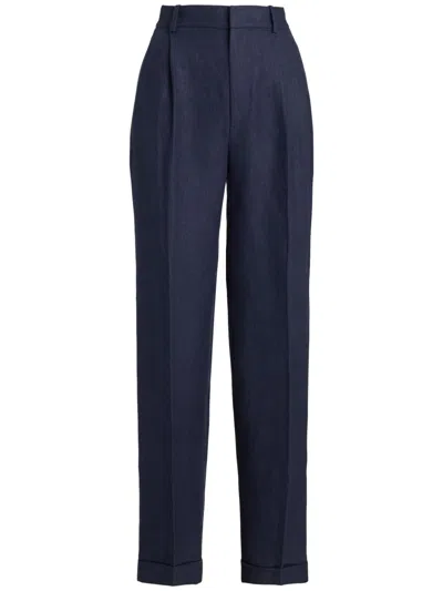 Polo Ralph Lauren Linen Trousers In Blue