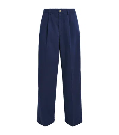 Polo Ralph Lauren Linen Trousers In Blue