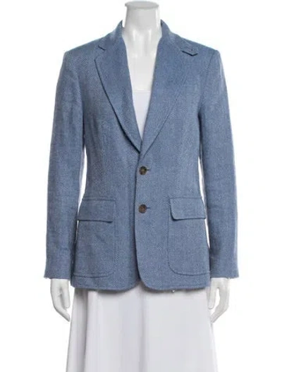 Pre-owned Polo Ralph Lauren Linen Tweed Pattern Blazer In Blue