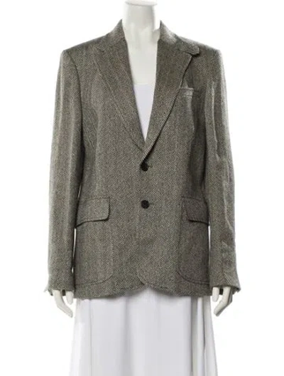 Pre-owned Polo Ralph Lauren Linen Tweed Pattern Blazer In Gray