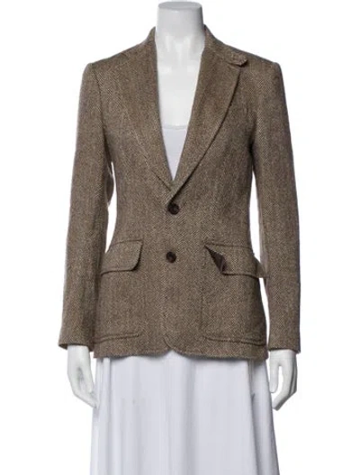 Pre-owned Polo Ralph Lauren Linen Tweed Pattern Blazer In Grey