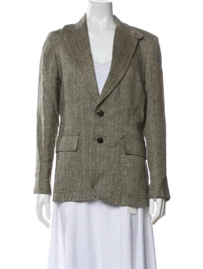 Pre-owned Polo Ralph Lauren Linen Tweed Pattern Blazer In Neutral