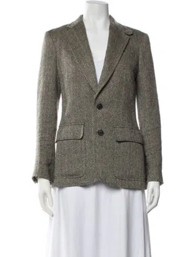 Pre-owned Polo Ralph Lauren Linen Tweed Pattern Blazer In Neutrals