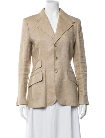Pre-owned Polo Ralph Lauren Linen Tweed Pattern Blazer In Neutrals
