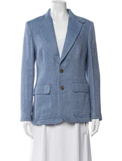 Pre-owned Polo Ralph Lauren Linen Tweed Pattern Blazer W/ Tags In Blue