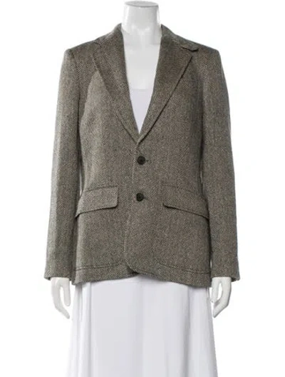 Pre-owned Polo Ralph Lauren Linen Tweed Pattern Blazer W/ Tags In Brown