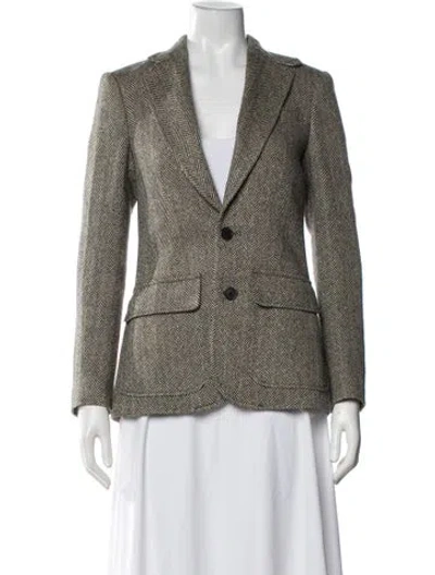 Pre-owned Polo Ralph Lauren Linen Tweed Pattern Blazer W/ Tags In Neutral