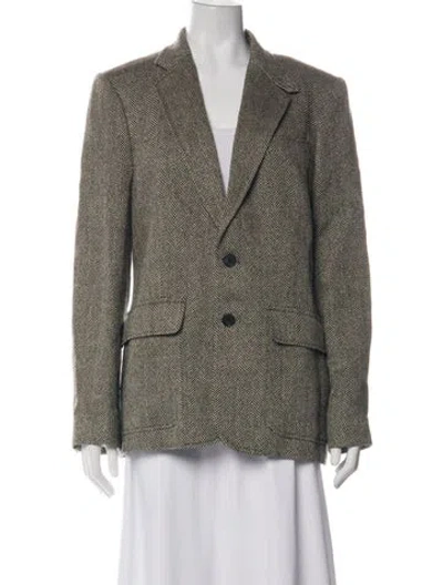 Pre-owned Polo Ralph Lauren Linen Tweed Pattern Blazer W/ Tags In Neutral