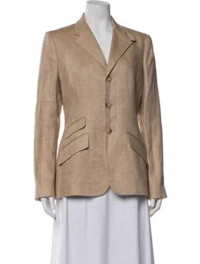 Pre-owned Polo Ralph Lauren Linen Tweed Pattern Blazer W/ Tags In Neutrals
