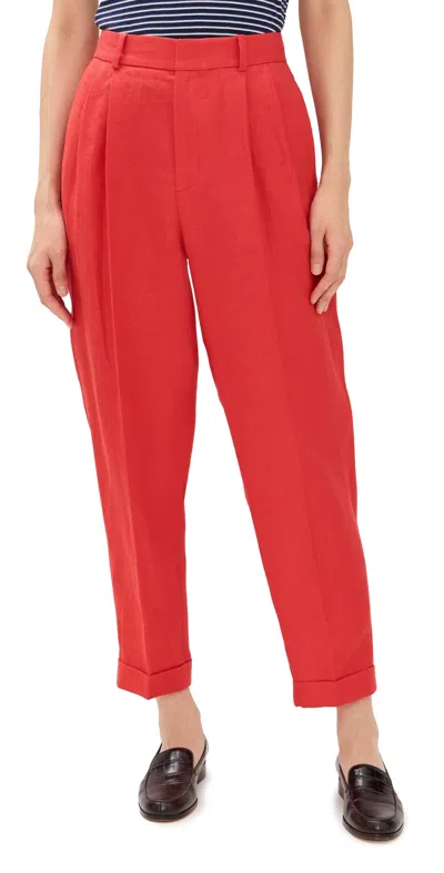 Polo Ralph Lauren Linen Twill Cropped Trousers Orange