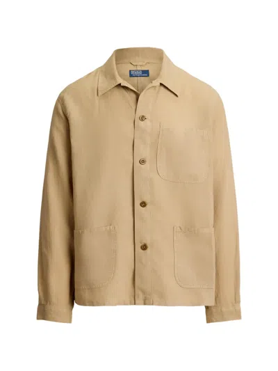 Polo Ralph Lauren Linen Utility Jacket In Nude