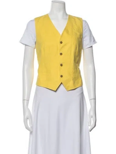 Pre-owned Polo Ralph Lauren Linen Vest In Yellow