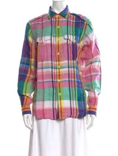 Pre-owned Polo Ralph Lauren Linen V-neck Polo W/ Tags In Pink