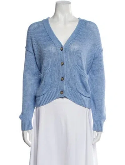 Pre-owned Polo Ralph Lauren Linen V-neck Sweater In Blue